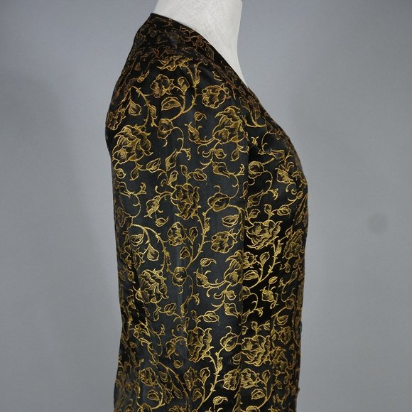 Vintage Early 80's Jacket Black & Gold Medium - Picture 3 of 9